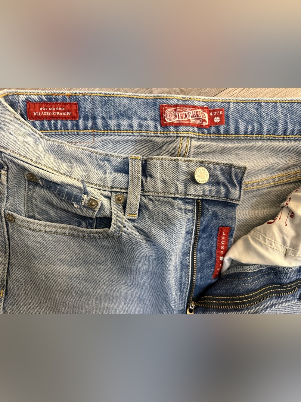 Mid Rise Straight Leg Patchwork Denim - Picture 2 of 7